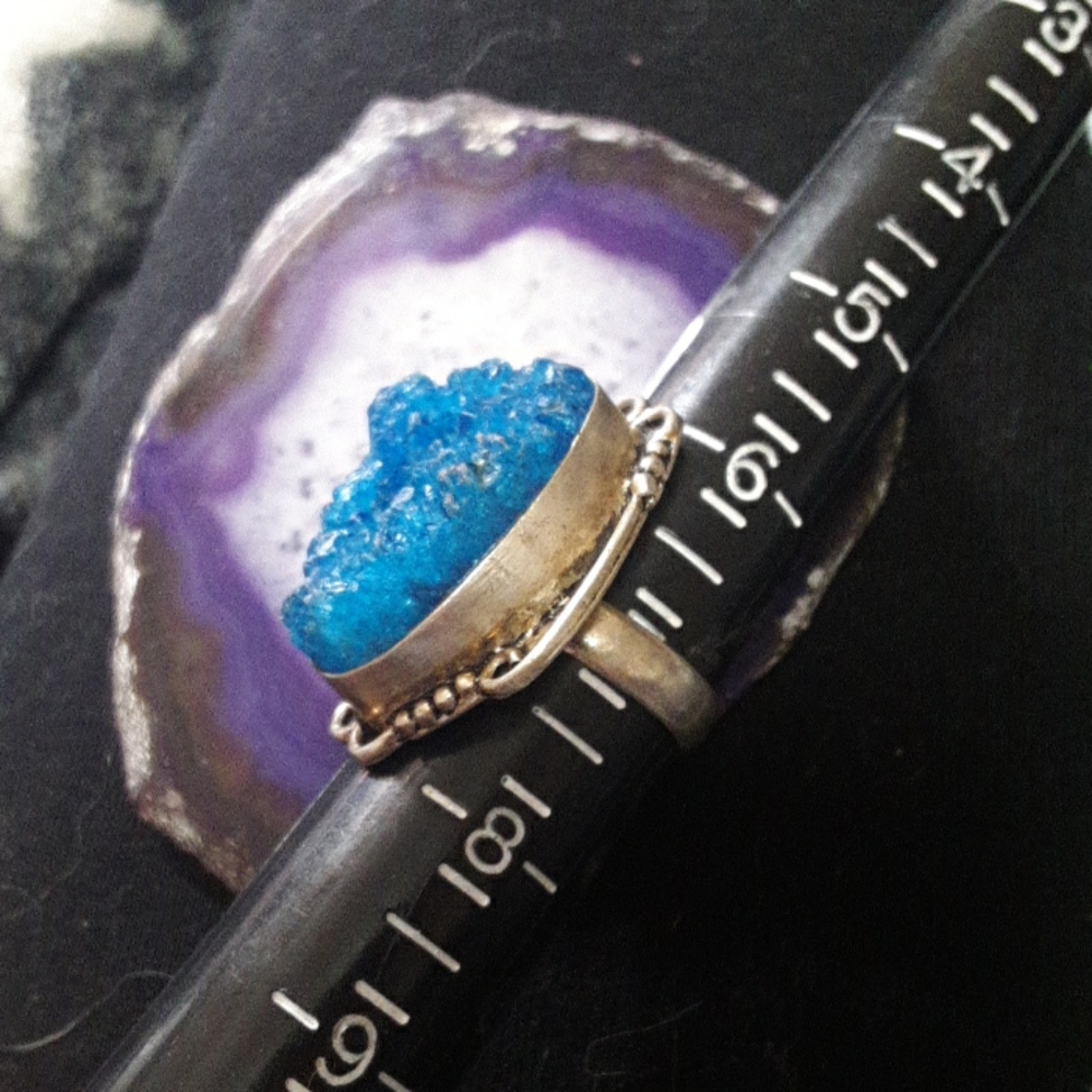 Artisan vintage sterling druzy ring